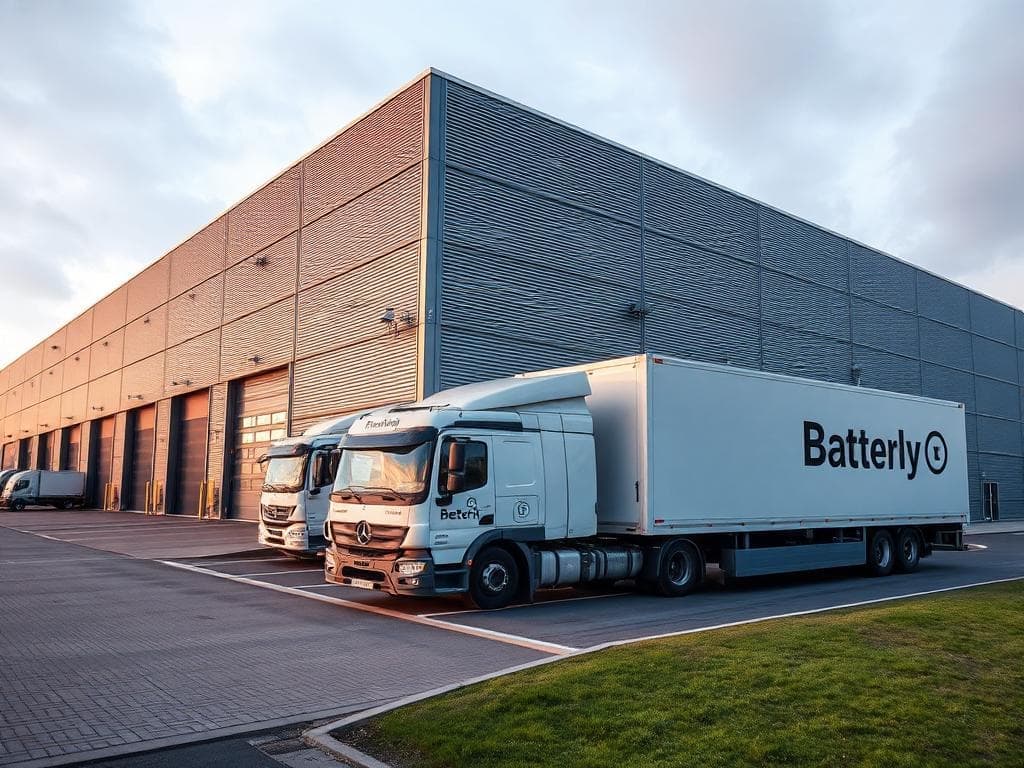 Een distributiecentrum met laadinfrastructuur voor bestelwagens